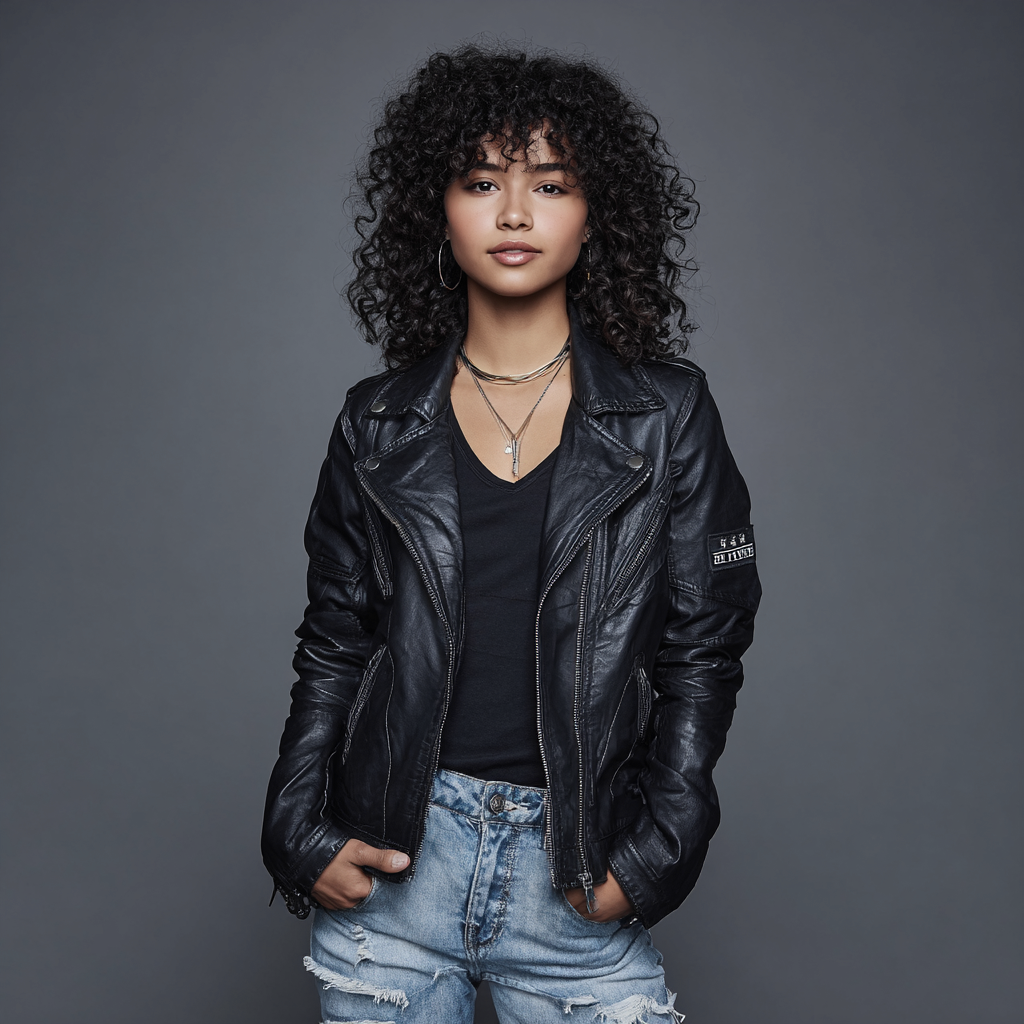 Damen Lederjacke - Damen - Echtleder - Schwarz - Klassische Bikerjacke mit Reißverschluss - Herbst-Winter-Craftuse