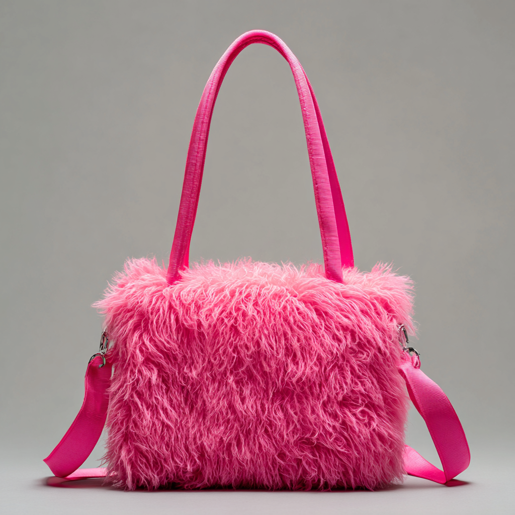 Damen Felltasche - Schultertasche - Kunstpelz Pink - Flauschiges Design mit langen Henkeln - Mittelgröße-Craftuse