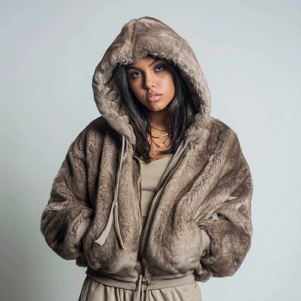 Damen Nerzmantel - Bomberjacke - Nerz - Braun - Kurz - Einheitsgröße-Craftuse