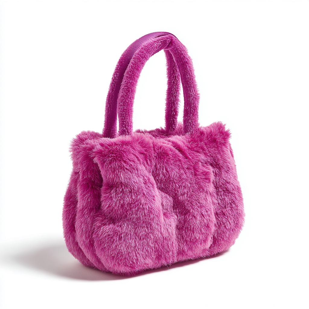 Damen Felltasche - Handtasche aus weichem Fell in Magenta - elegantes Design - modischer Winterstil - mittelgroß-Craftuse