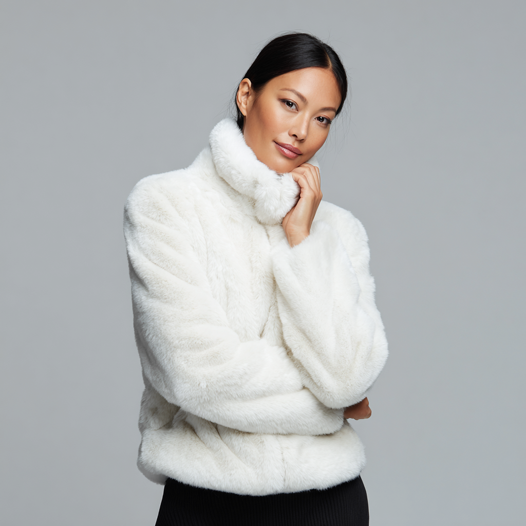 Damen Nerzmantel - Jacke - Nerz - Weiß - Langarm - Einheitsgröße-Craftuse