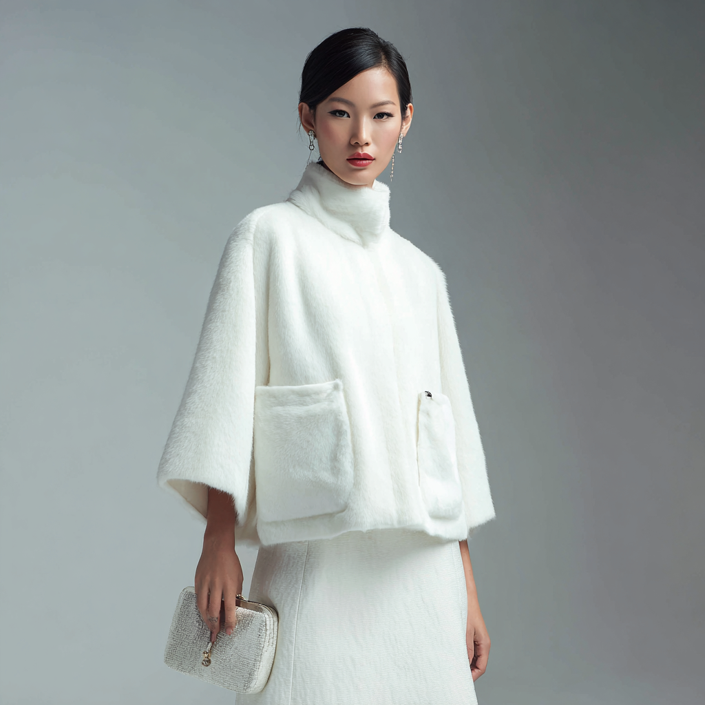 Damen Nerzmantel - Weiß - Kurz - Aus Nerz - M-Craftuse