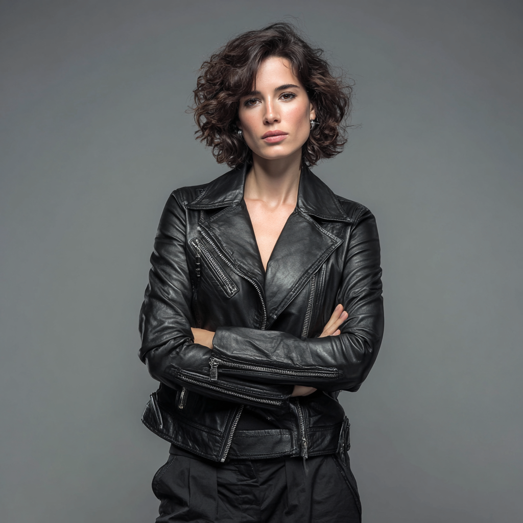 Damen Lederjacke - Damen - Echtleder - Schwarz - Taillierte Bikerjacke mit Reißverschluss - Herbst-Winter-Craftuse