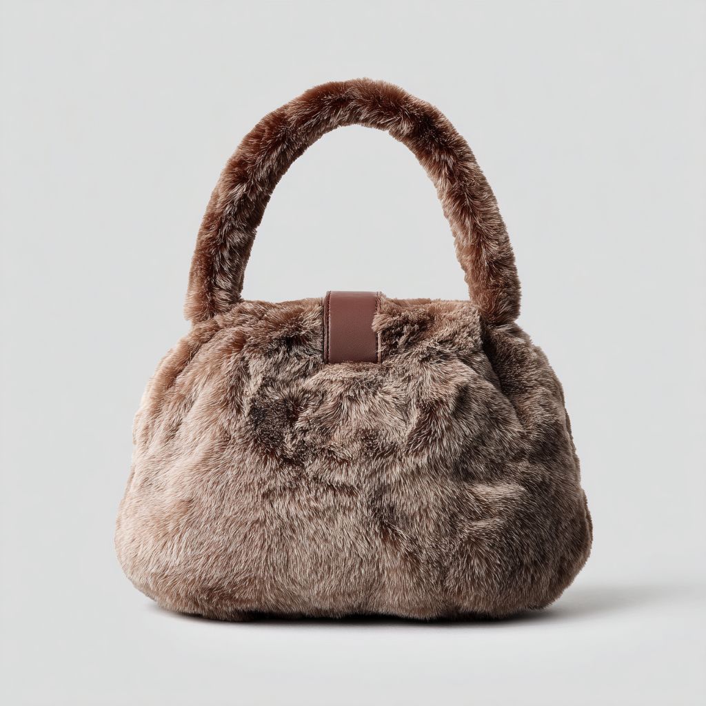 Damen Felltasche - Damen Handtasche aus echtem Fell - braun - weiches Design - mittelgroß-Craftuse