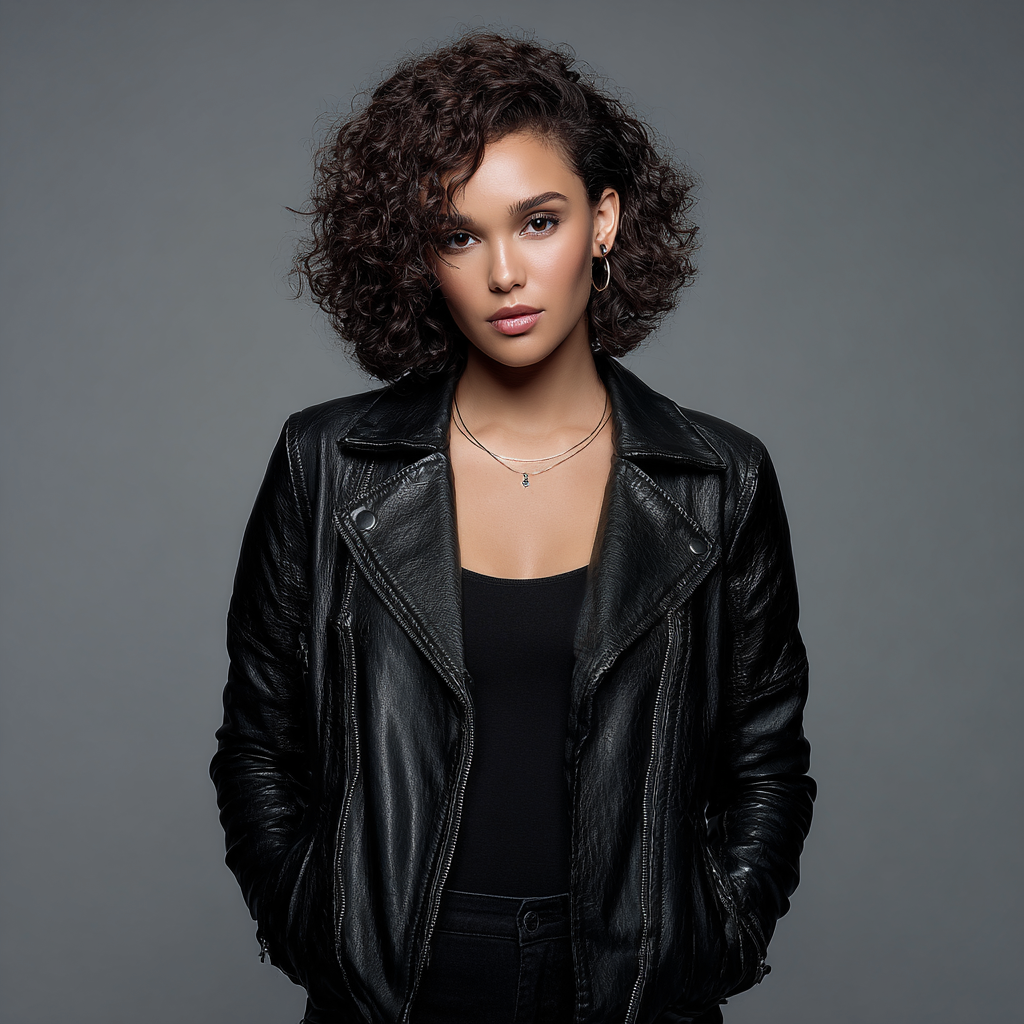 Damen Lederjacke - Damen - Echtleder - Schwarz - Klassische Bikerjacke mit Reißverschluss - Frühling-Herbst-Craftuse