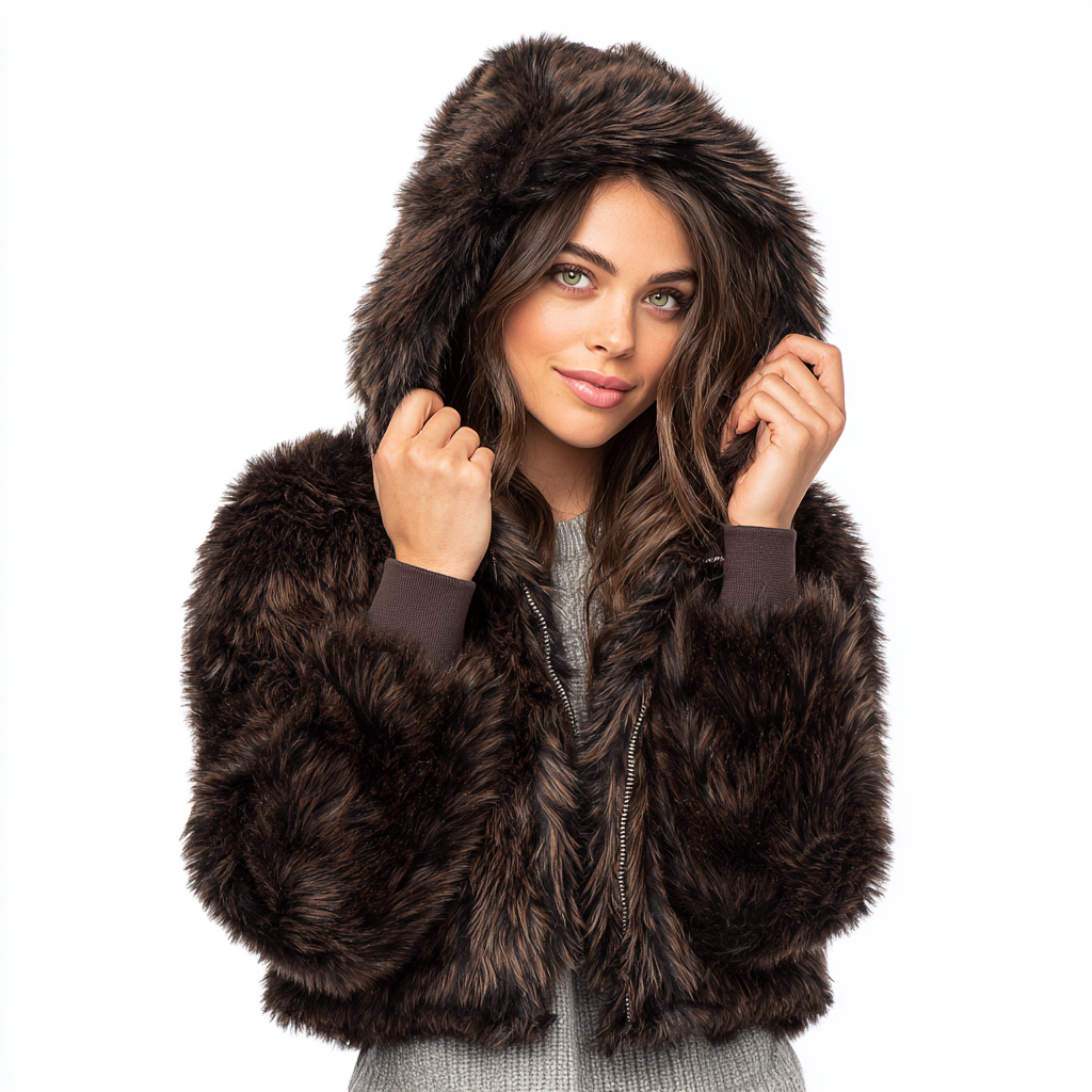 Damen Nerzmantel - Bomberjacke - Nerz - Dunkelbraun - Kurz - Einheitsgröße-Craftuse