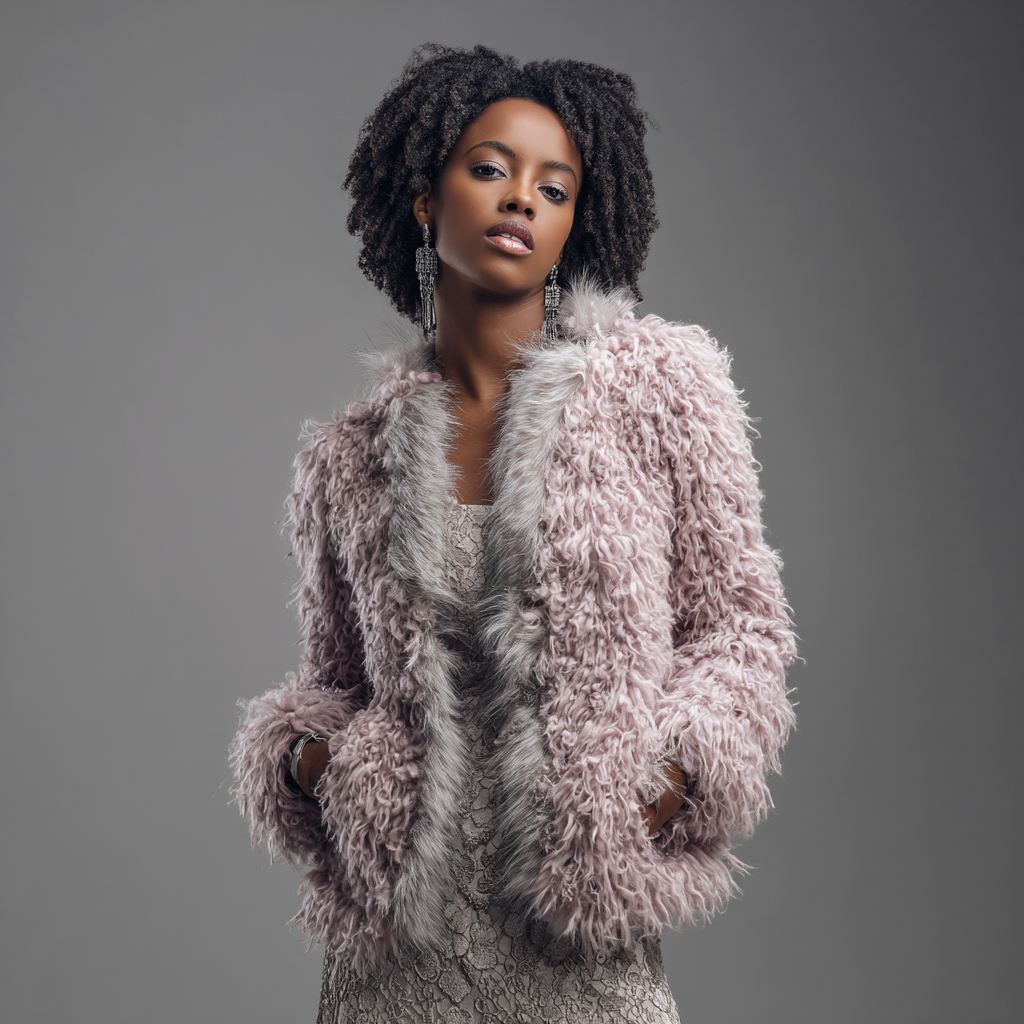 Damen Mohairmantel - Jacke - Mohair - Hellrosa - Lang - Einheitsgröße-Craftuse