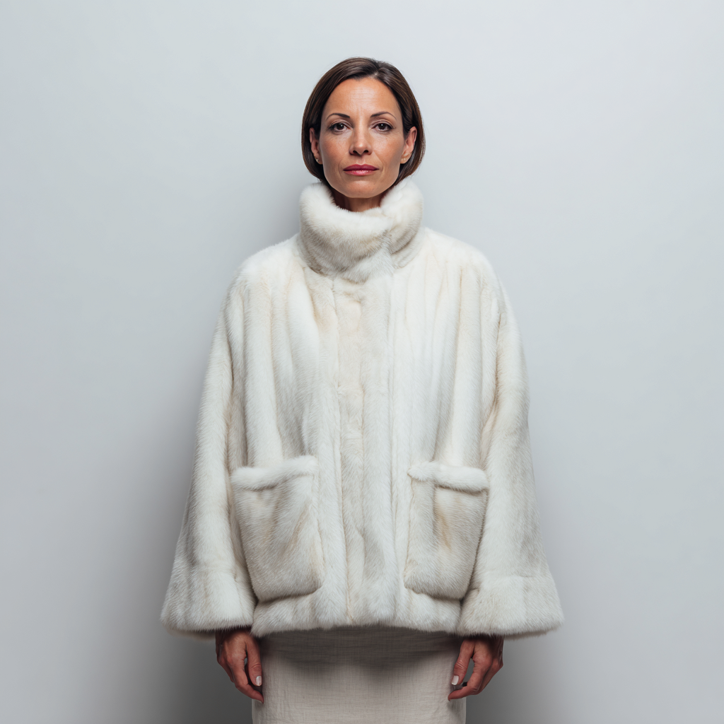 Damen Nerzmantel - Weiß - Kurz - Aus Nerz - M-Craftuse