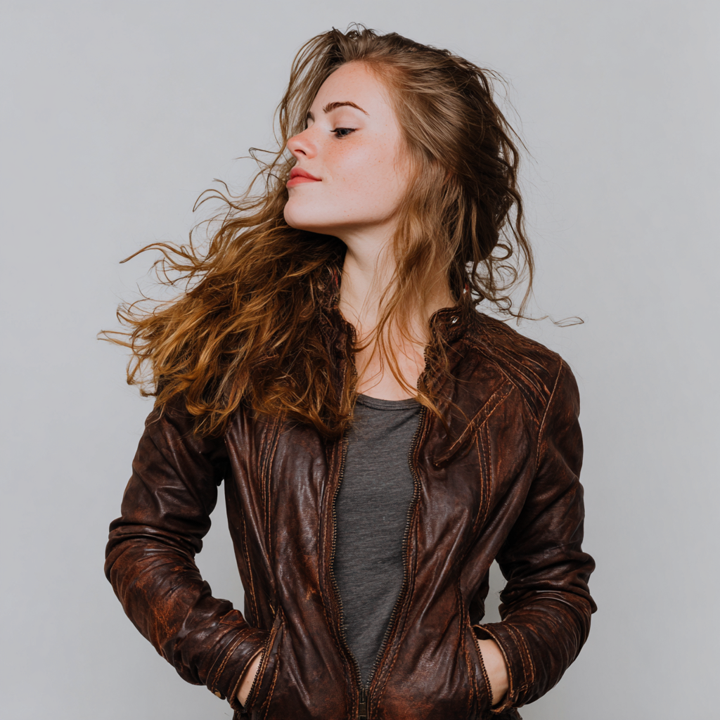 Damen Lederjacke - Damen - Echtleder - Dunkelbraun - Vintage-Look mit Stehkragen und Reißverschluss - Herbst-Winter-Craftuse