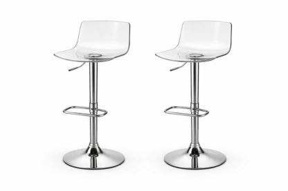 Adjustable Acrylic Bar Stools with Chrome Base Set of 2