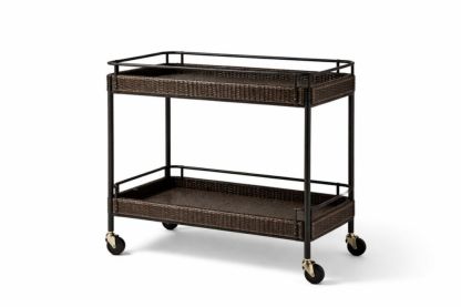 Rattan Cart with Metal Frame, Two-Tier Brown