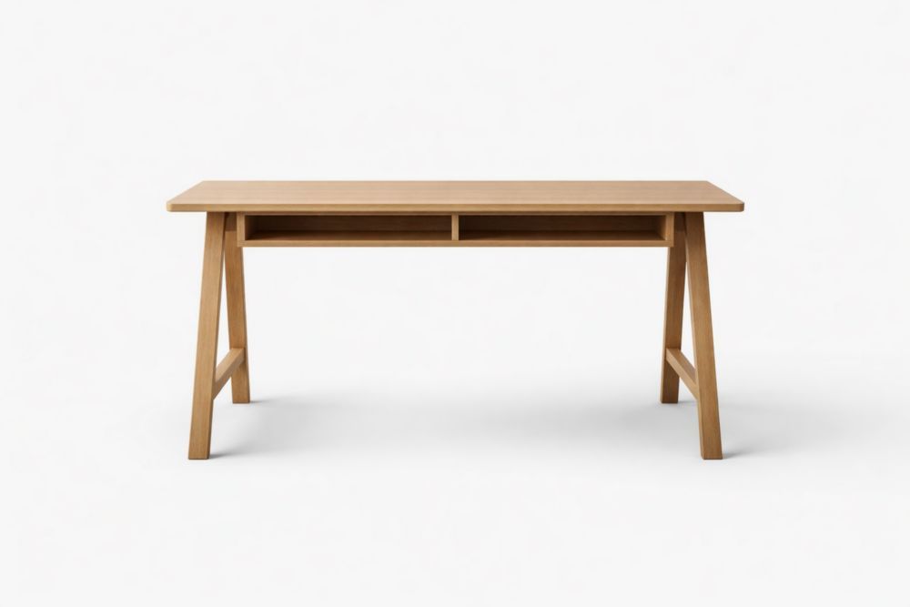 Wood Desk Rectangular Solid Oak 120cm x 60cm x 75cm