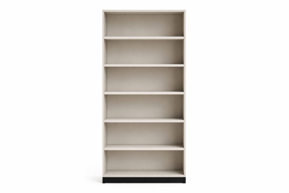 White 6-Shelf Wood Bookcase 72x30x12 Inches
