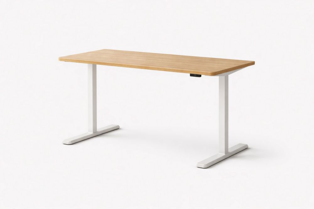 Bamboo Top Adjustable Height Desk with Steel Frame 150cm
