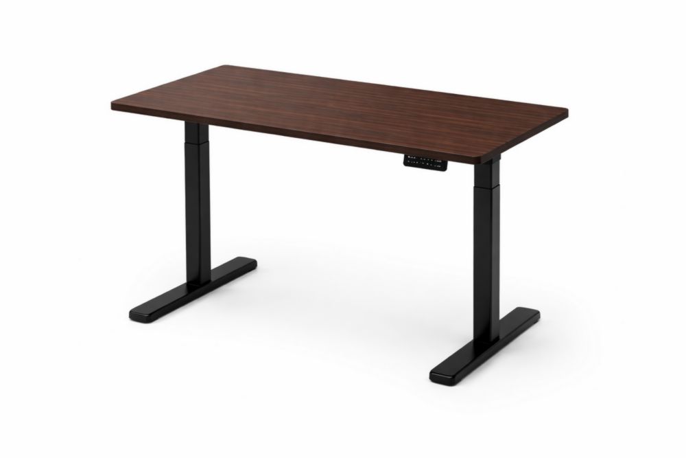Adjustable Height Standing Desk With Steel Frame Brown and Black 120cm x 60cm