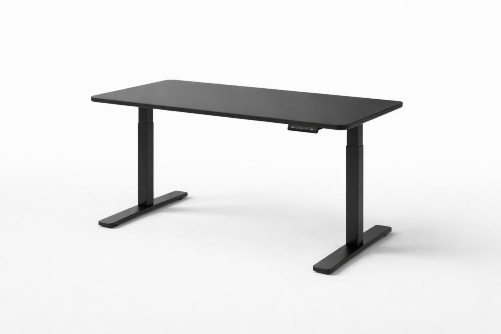 Black Adjustable Height Desk with Steel Legs 120cm x 60cm