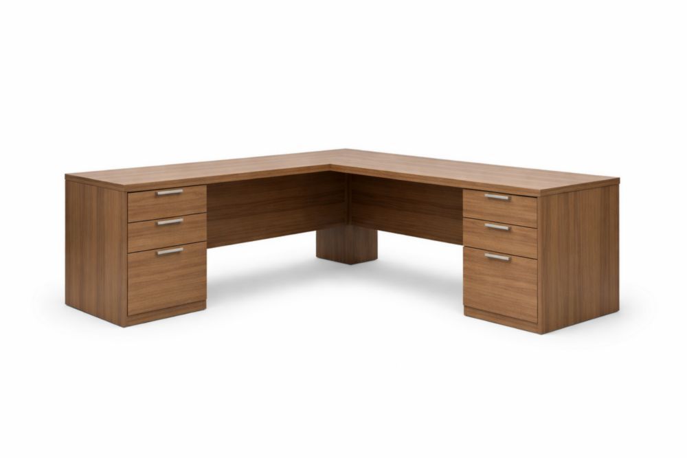 L-Shaped Wood Office Desk with Drawers 200cm x 160cm x 75cm