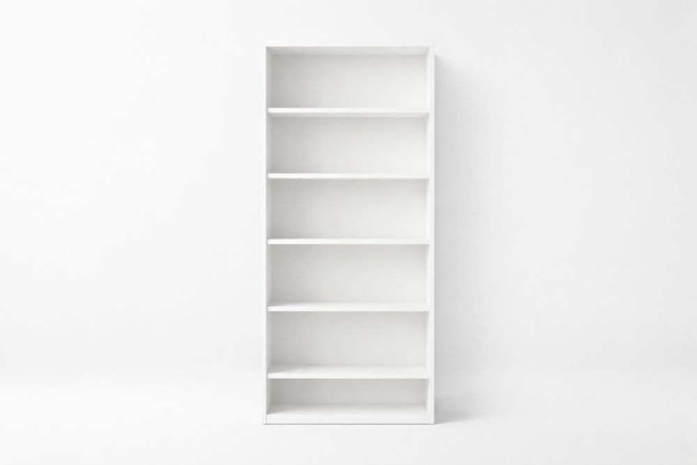 White Rectangular Six-Tier Bookshelf MDF 180cm x 60cm x 30cm