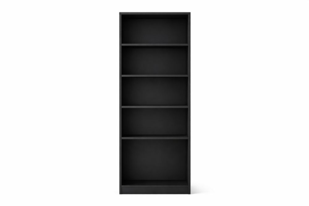 Black 5-Shelf Bookcase Particle Board 180cm Tall