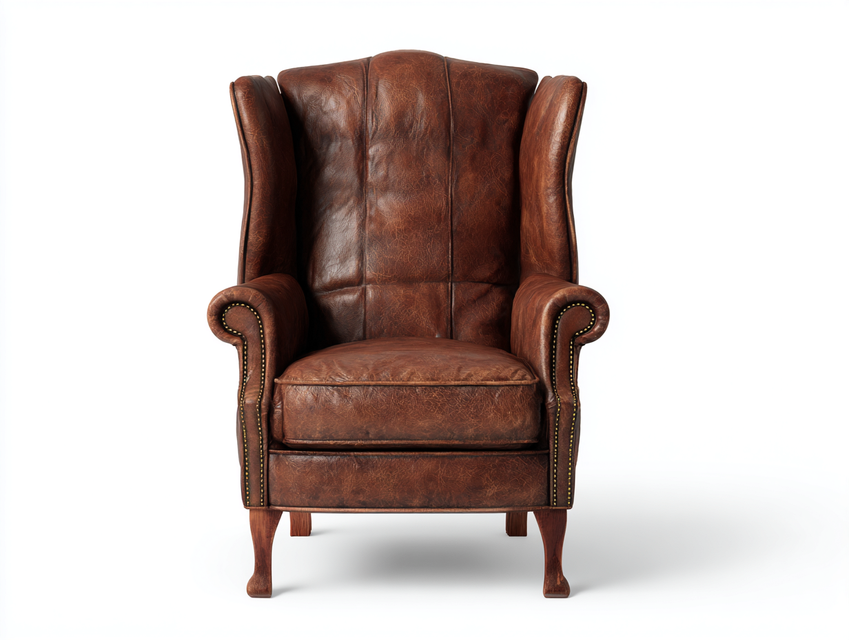 Sessel aus Echtleder 90x95x110 cm - Braun - für Wohnzimmer - klassisches Komfortdesign-Sereneive