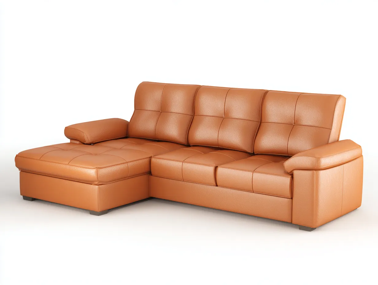 Ecksofa Leder 265x165x85 cm - cognac - für Wohnzimmer - komfortables Design-Sereneive