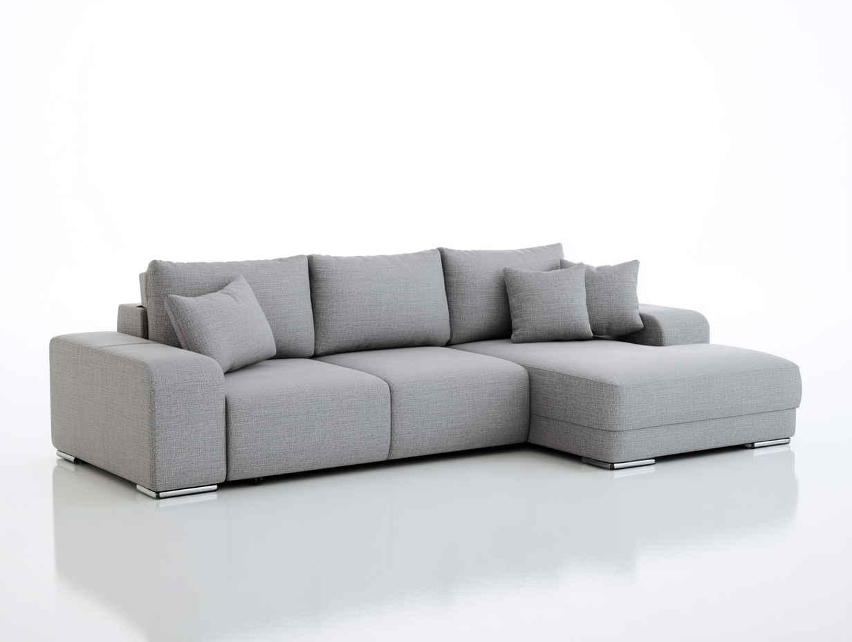 Ecksofa Stoff 275x165x85 cm - hellgrau - für Wohnzimmer - modernes Komfortdesign-Sereneive