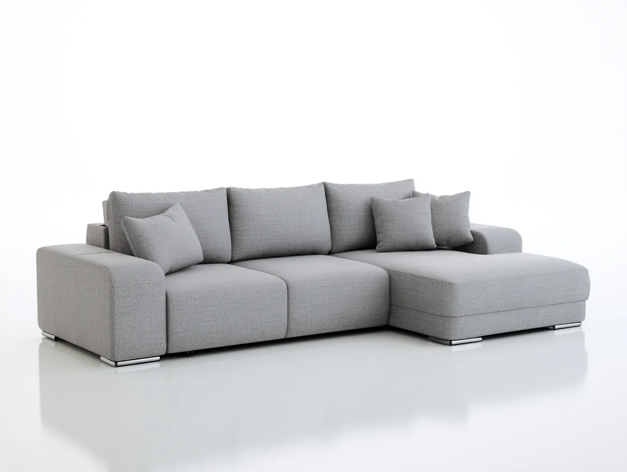 Ecksofa Stoff 275x165x85 cm - hellgrau - für Wohnzimmer - modernes Komfortdesign-Sereneive