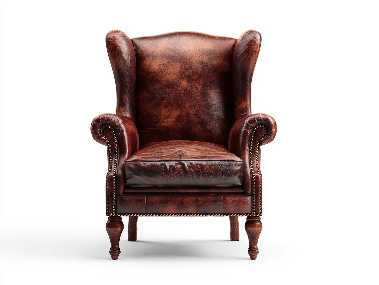 Sessel aus Echtleder 85x90x105 cm - Braun - für Wohnzimmer - klassisches Komfortdesign-Sereneive