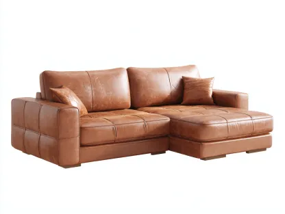 Ecksofa Leder 255x165x78 cm - Braun - für Wohnzimmer - modernes Komfortdesign-Sereneive