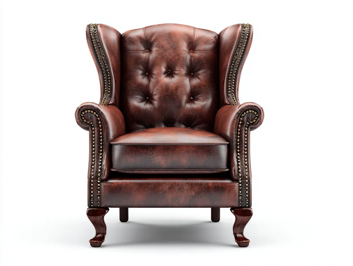 Echtledersessel 88x84x108 cm - braun - für Wohnzimmer - klassischer Ohrensessel-Sereneive