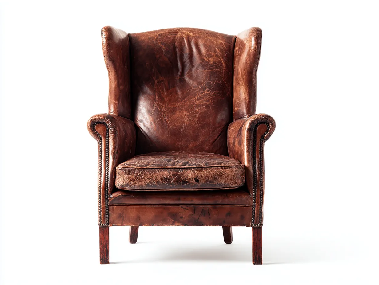 Sessel aus Echtleder 90x96x110 cm - Braun - für Wohnzimmer - klassisches Ohrensessel-Design-Sereneive