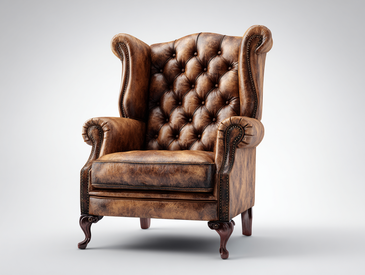 Echtledersessel 88x80x108 cm - braun - für Wohnzimmer - klassischer Ohrensessel-Sereneive