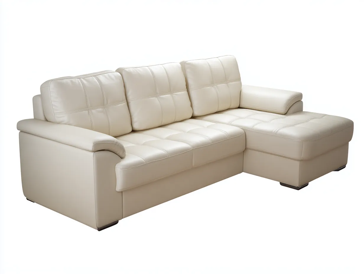 Ecksofa Leder 270x165x88 cm - creme - für Wohnzimmer - modernes Komfortdesign-Sereneive
