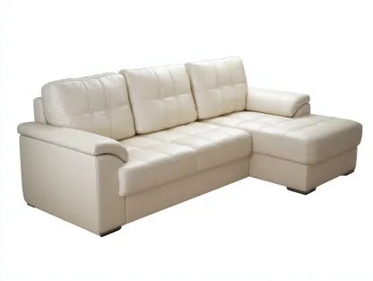 Ecksofa Leder 270x165x88 cm - creme - für Wohnzimmer - modernes Komfortdesign-Sereneive