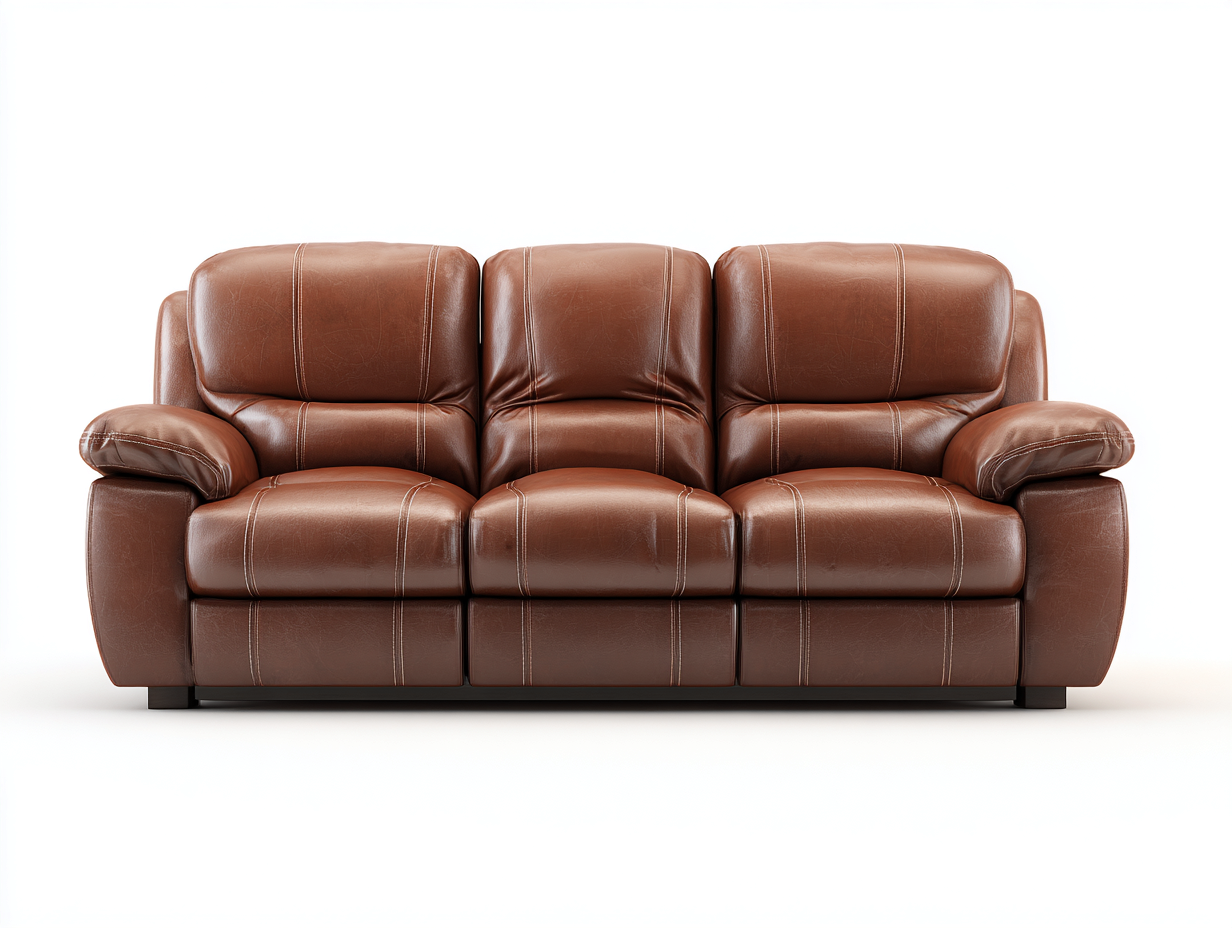 Dreisitzer Sofa Echtleder 210x95x90 cm - Braun - für Wohnzimmer - komfortables Sitzsofa-Roomoli