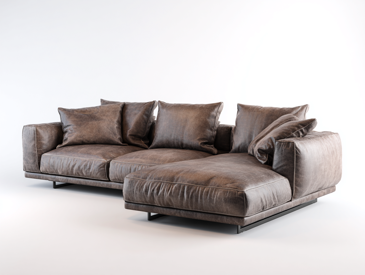 Ecksofa Echtleder 260x160x85 cm - Braun - für Wohnzimmer - modernes Design-Roomoli