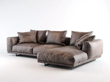 Ecksofa Echtleder 260x160x85 cm - Braun - für Wohnzimmer - modernes Design-Roomoli