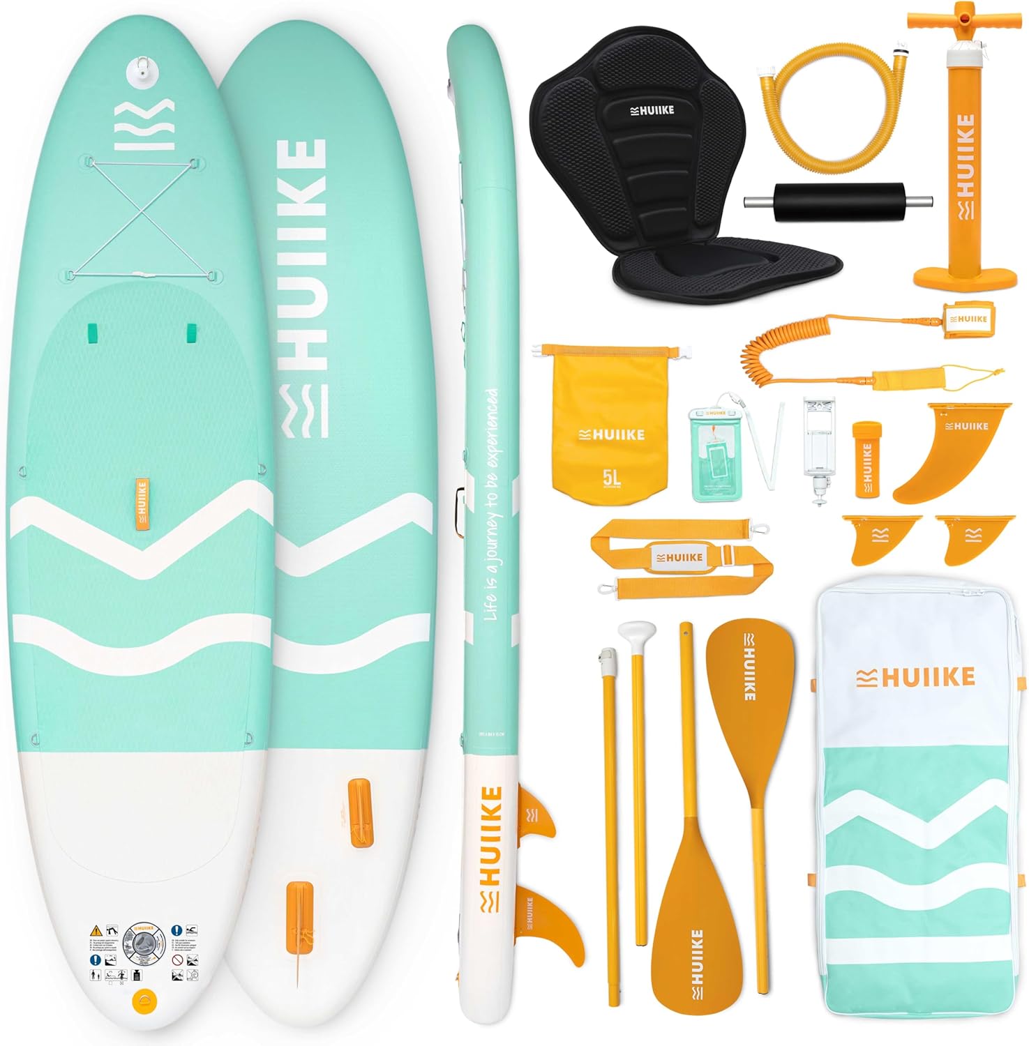 HUIIKE Stand Up Paddling Board mit Zubehör, Paddel, Finnen, Pumpe. Paddle Sup Board Aufblasbar Hohe Stabilität und Widerstandsfähigkeit. 305 x 84 x 15 cm, Belastbar bis 130 kg-Roomoli