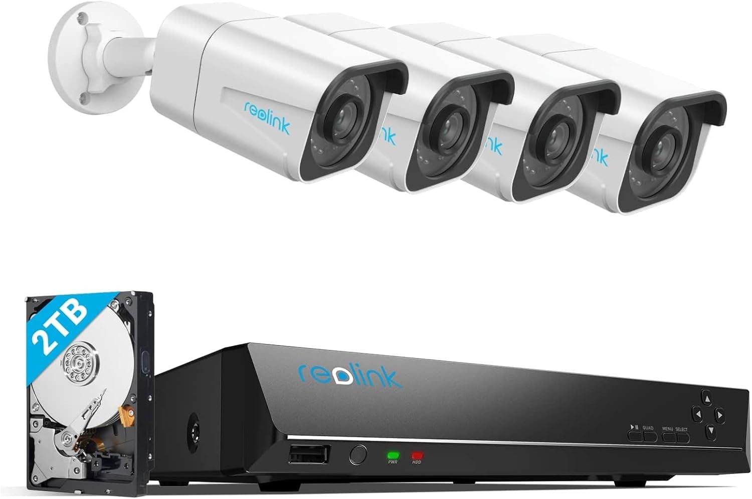 Reolink 4K Überwachungskamera Aussen Set, 8CH Videoüberwachung mit 4X 8MP PoE IP Kamera und 2TB HDD NVR für 24 7 Aufnahme Innen Outdoor, Personenerkennung und Fahrzeugerkennung, IP67, RLK8 - 800B4-Roomoli