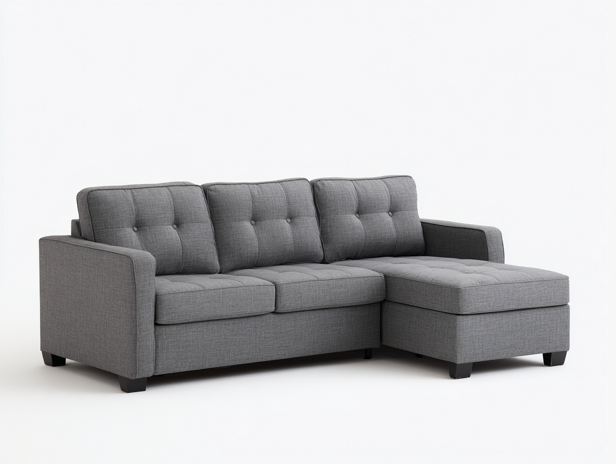 Ecksofa Stoff 230x150x85 cm - Grau - für Wohnzimmer - modernes Design-Roomoli