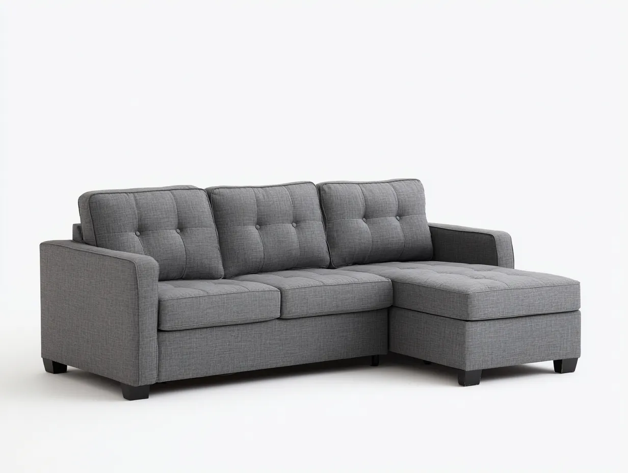 Ecksofa Stoff 230x150x85 cm - Grau - für Wohnzimmer - modernes Design-Roomoli