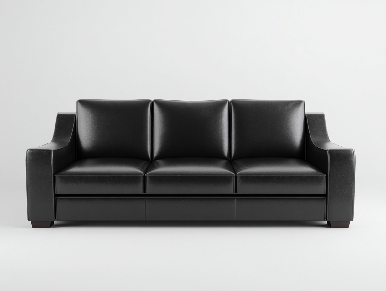 Dreisitzer Sofa Echtleder 220x95x85 cm - Schwarz - für Wohnzimmer - modernes Design-Roomoli