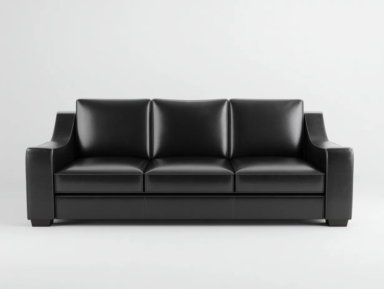 Dreisitzer Sofa Echtleder 220x95x85 cm - Schwarz - für Wohnzimmer - modernes Design-Roomoli