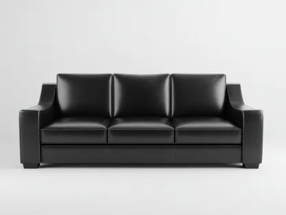 Dreisitzer Sofa Echtleder 220x95x85 cm - Schwarz - für Wohnzimmer - modernes Design-Roomoli