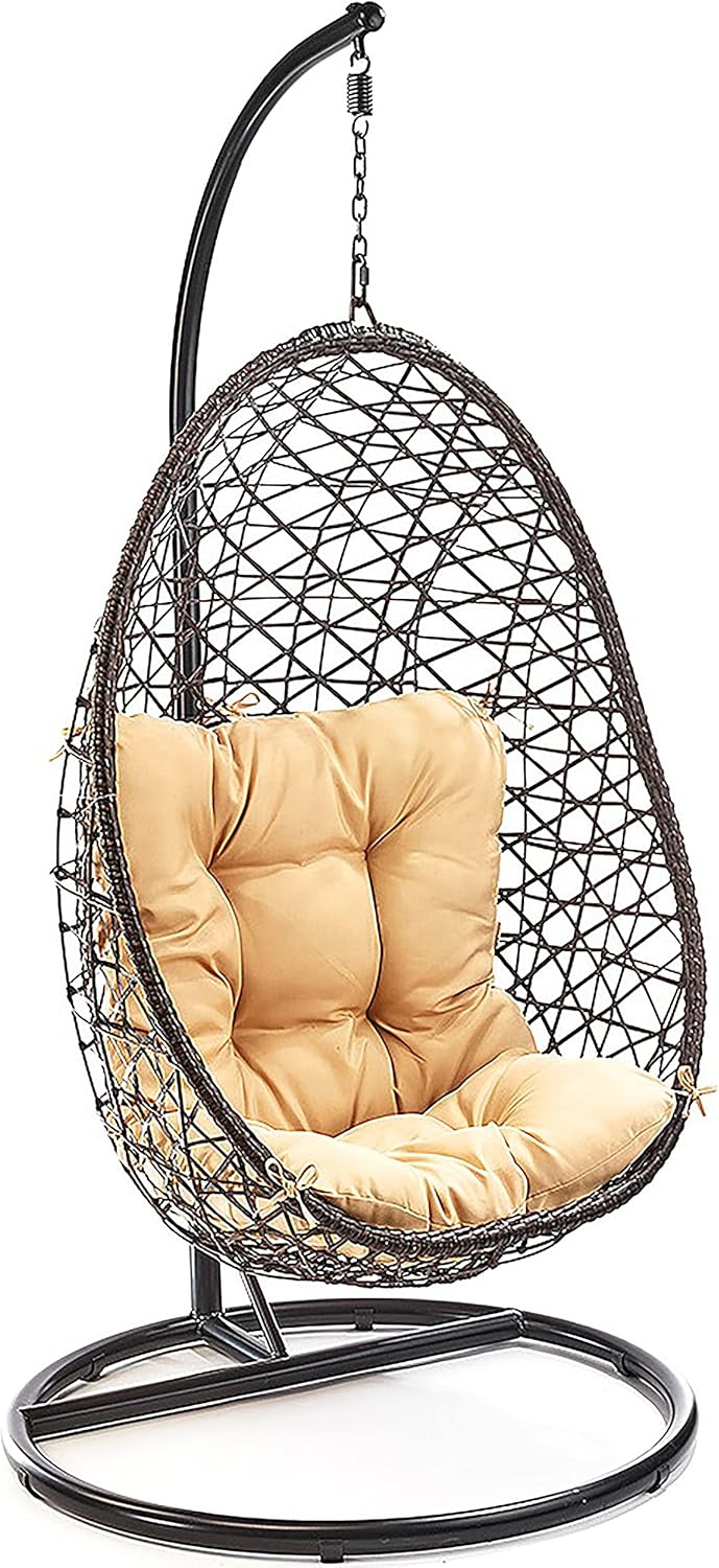 Kobolo Hängekorb Hängesessel Crisscross mit Gestell und Schwingkorb aus Polyrattan-Roomoli