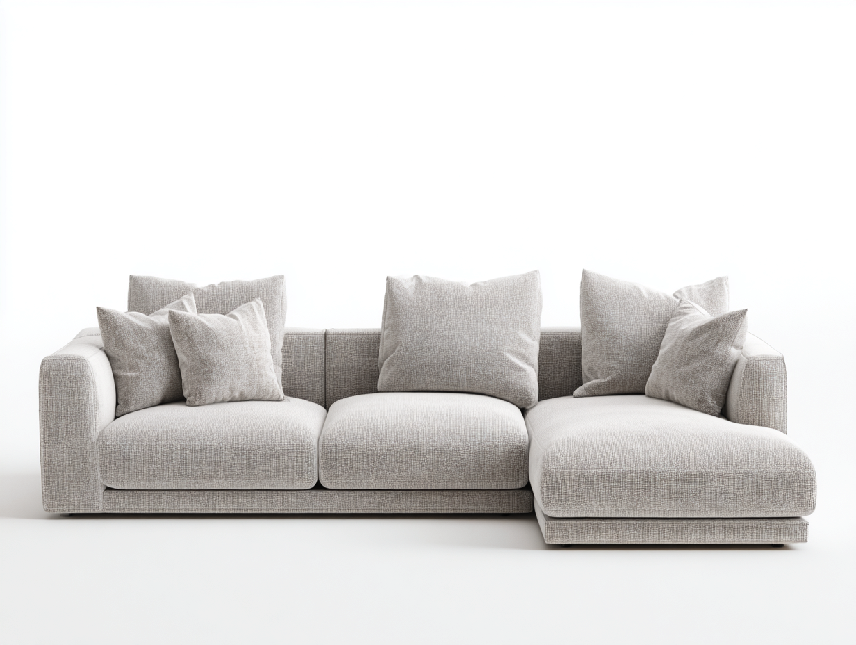 Ecksofa Stoff 280x165x80cm - hellgrau - für Wohnzimmer - modernes Design-Roomoli