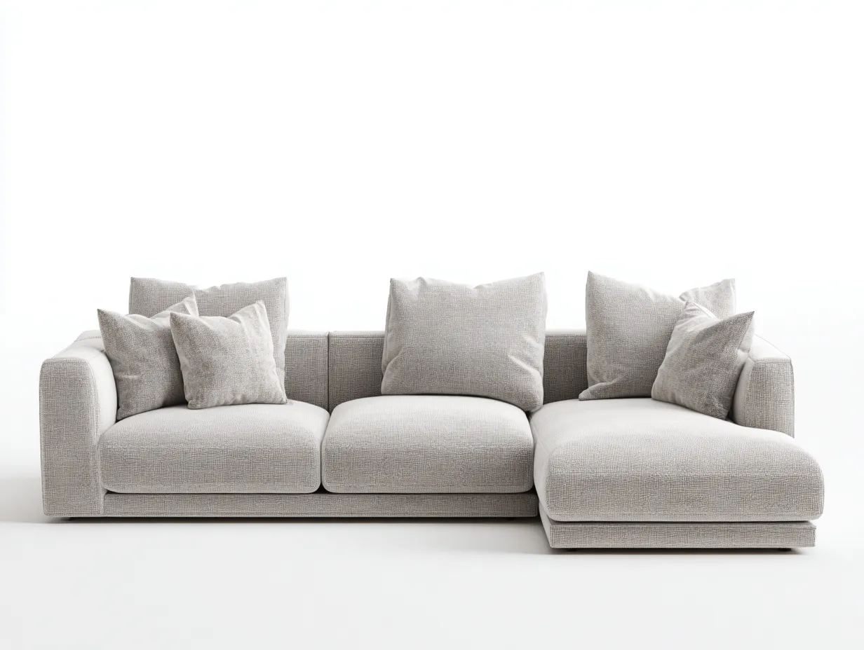 Ecksofa Stoff 280x165x80cm - hellgrau - für Wohnzimmer - modernes Design-Roomoli