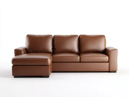 Ecksofa Echtleder 240x150x85 cm - Braun - für Wohnzimmer - modernes Design-Roomoli