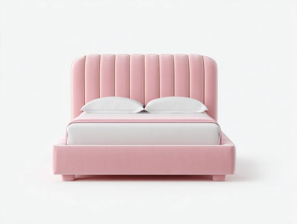 Doppelbett Stoffbezug gepolstertes Kopfteil - 200x160x110cm - rosa - für Schlafzimmer - modernes Design-Roomoli