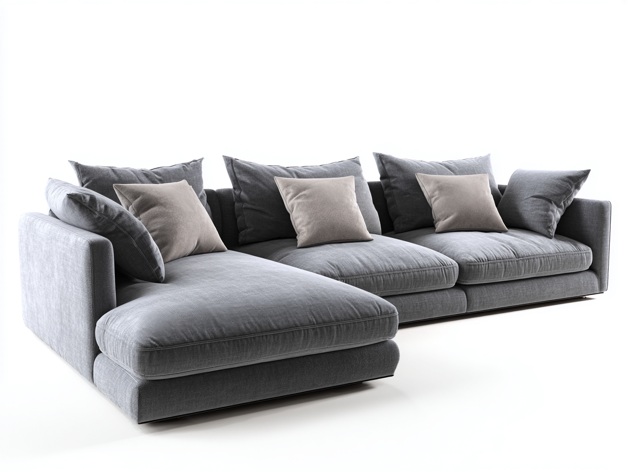 Ecksofa Stoff 280x170x85 cm - Grau - für Wohnzimmer - modernes Design-Roomoli